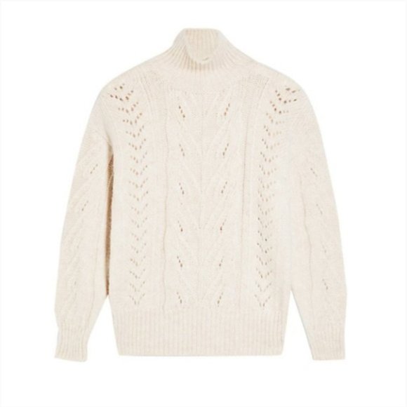 TOPSHOP Oat Pretty Pointelle Chevron Sweater - Picture 3 of 7